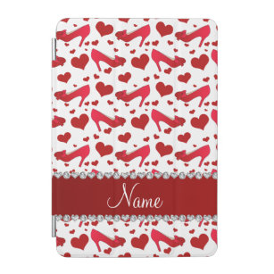 Personalized name red white hearts shoes bows iPad mini cover