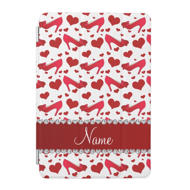Personalized name red white hearts shoes bows iPad mini cover (Front)