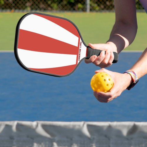 Personalized Name Red  White Stripes Pickleball Paddle