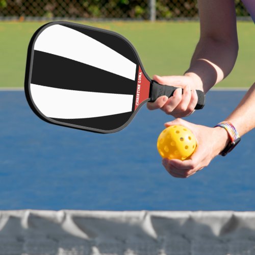 Personalized Name Red  White Stripes Two Tone Pickleball Paddle