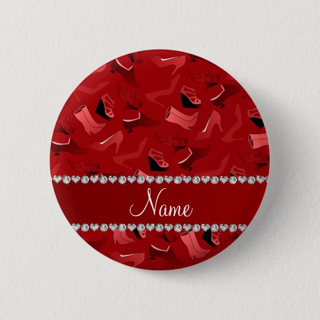 Personalized name red women's shoes pattern button (Front)