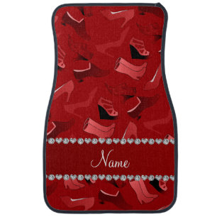 Personalized name red women's shoes pattern car floor mat