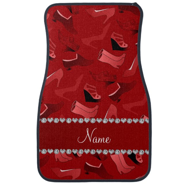 Personalized name red women's shoes pattern car floor mat (Front)