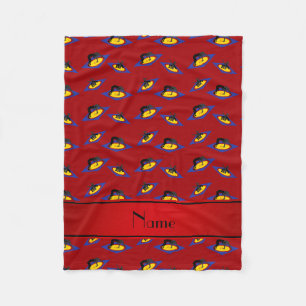 Personalized name red wrestlers on mat fleece blanket