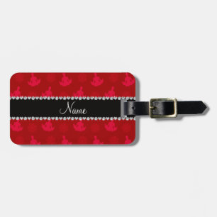 Personalized name red yoga pattern luggage tag