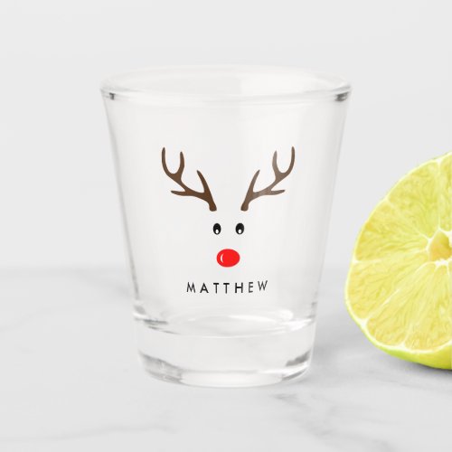 Personalized Name Reindeer Xmas Holiday Shot Glass