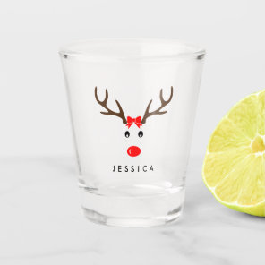 Personalized Name Reindeer Xmas Holiday Shot Glass