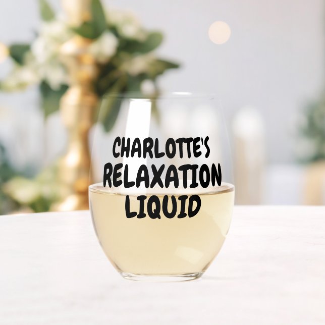 Personalized Name Relaxation Liquid Stemless Wine Glass (Insitu (Wedding))