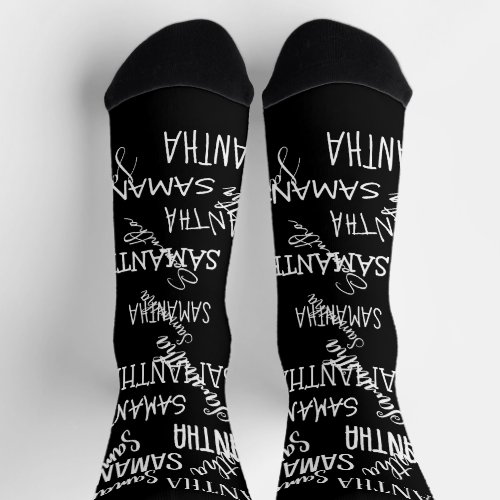 Personalized Name Repeating Pattern Handwriting Socks