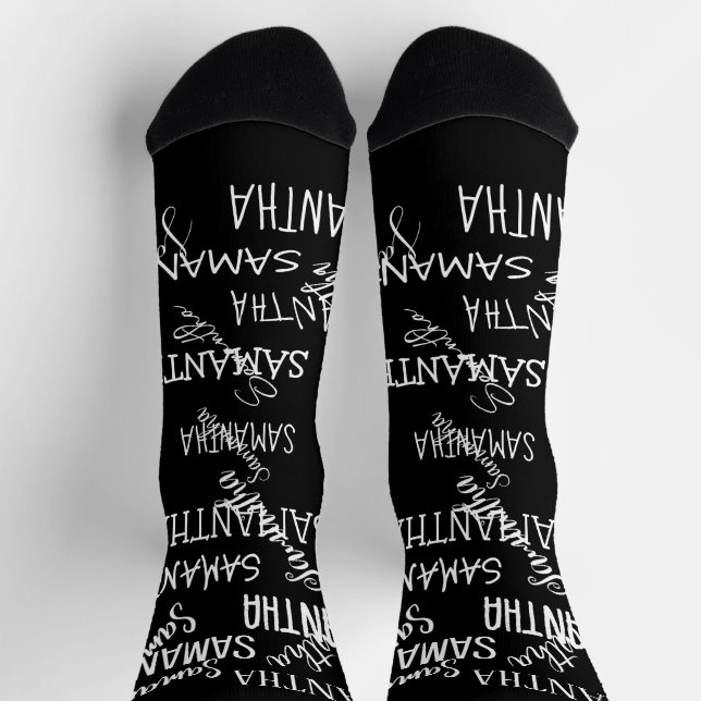 Personalized Name Repeating Pattern Handwriting Socks (Top)