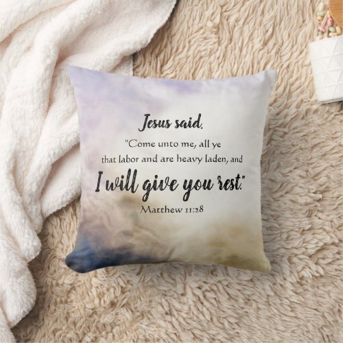Personalized Name Rest Scripture Throw Pillow