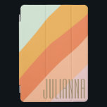 Personalized Name Retro Bright Pastel Summer  iPad Pro Cover<br><div class="desc">This personalized iPad case features a modern diagonal colorblock design in soft pastel tones of mint, peach, and coral. A bold vertical name customization adds a stylish personal touch, making it ideal for students, creatives, or anyone who wants to carry their tech in a fun, eye-catching way. Designed for everyday...</div>