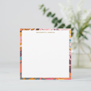 Personalized Name Retro Marble Swirl Stationery Note Card