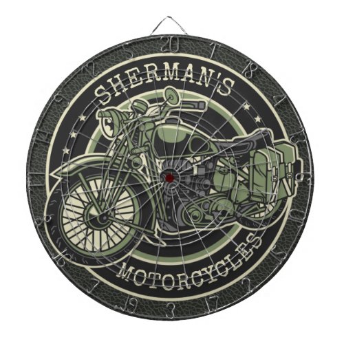 Personalized NAME Retro Military Motorcycle Biker Dart Board