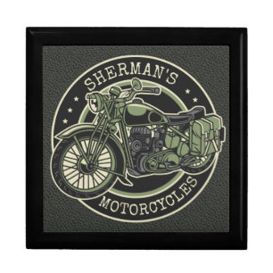 Personalized NAME Retro Military Motorcycle Biker Gift Box