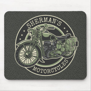 Personalized NAME Retro Military Motorcycle Biker Mouse Pad