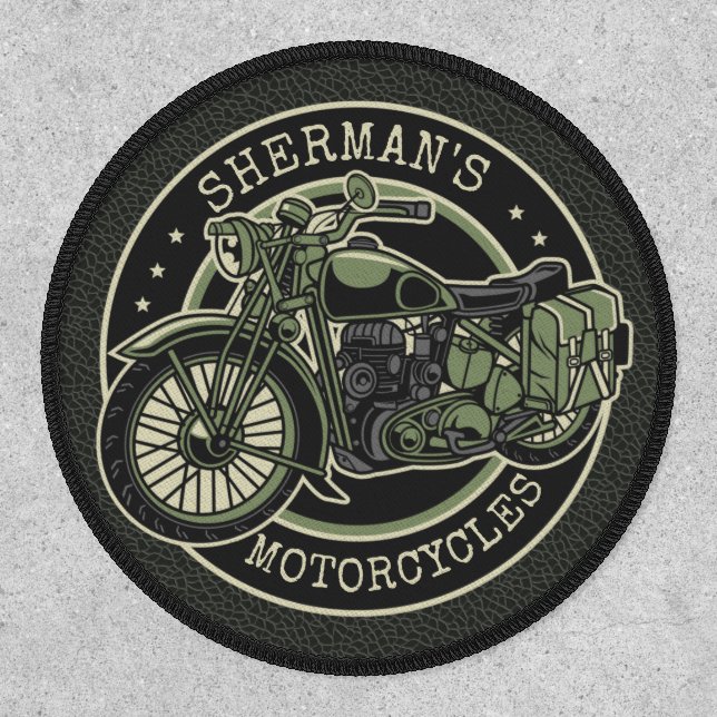 Personalized NAME Retro Military Motorcycle Biker Patch (Front)