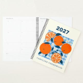 Personalized Name Retro Orange Market Planner