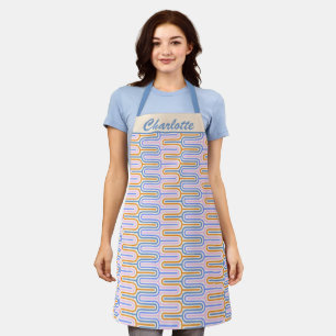 Personalized Name Retro Pastel Geometric Baker Apron