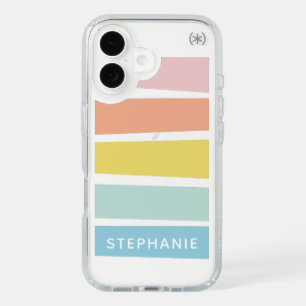 Personalized Name Retro Pastel Stripes Geometric iPhone 16 Case
