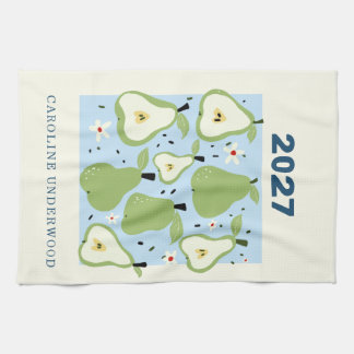 Personalized Name Retro Pear Market Cottage Kitch Kitchen Towel