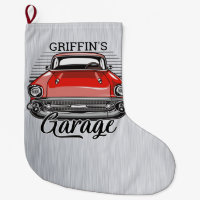 Personalized NAME Retro Red Classic Car Garage