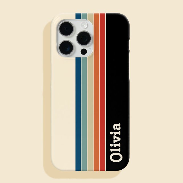 Personalized Name Retro Stripes  Case-Mate iPhone Case (Creator Uploaded)