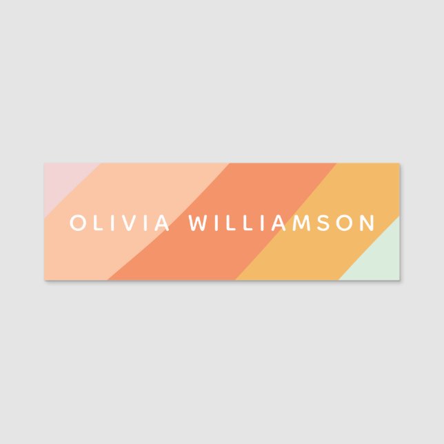 Personalized Name Retro Stripes Pastel Mint Peach Tag (Front)