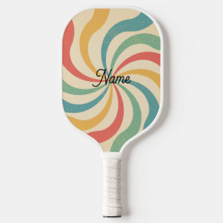 Personalized Name Retro Stripes Typography Carbon Fiber Pickleball Paddle