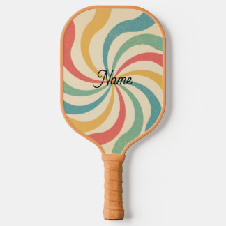 Personalized Name Retro Stripes Typography Carbon Fiber Pickleball Paddle