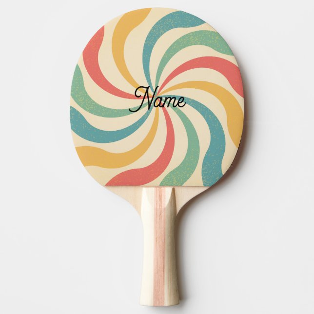 Personalized Name Retro Stripes Typography Ping Pong Paddle (Front)