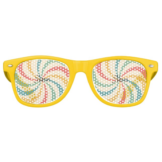 Personalized Name Retro Stripes Typography Retro Sunglasses (Front)