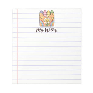 Personalized Name Retro Vintage School Teacher Notepad