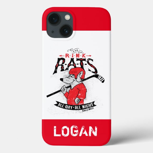 Personalized Name Rink Rats Hockey Phone Case (Back)