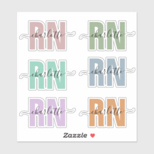 Personalized Name RN Registered Nurse Appreciation Sticker