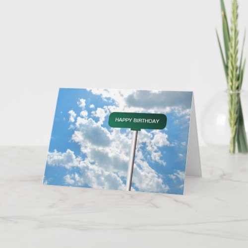 Personalized Name Road Street Sign on Blue Sky Card