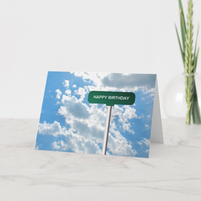 Personalized Name Road Street Sign on Blue Sky Card (Front)