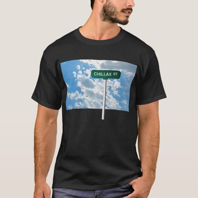 Personalized Name Road Street Sign on Blue Sky T-Shirt (Front)