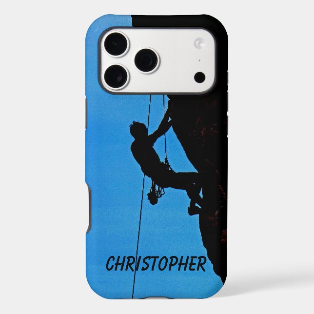 Personalized Name, Rock Climber, Blue Sky Case-Mate iPhone Case (Back)