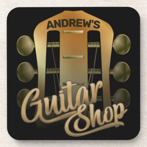 Personalized NAME Rock Music Guitar Shop Musician Beverage Coaster