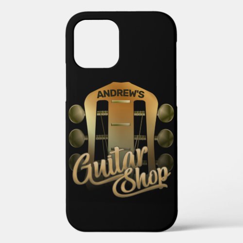 Personalized NAME Rock Music Guitar Shop Musician iPhone 12 Case