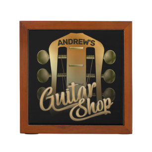 Personalized NAME Rock Music Guitar Shop Musician Desk Organizer