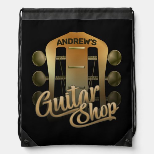 Personalized NAME Rock Music Guitar Shop Musician Drawstring Bag