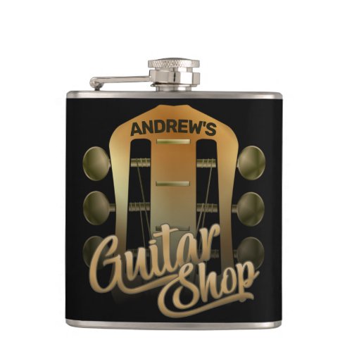 Personalized NAME Rock Music Guitar Shop Musician Flask