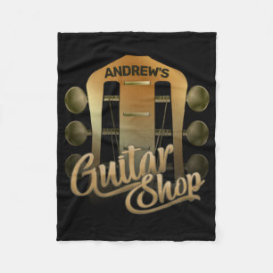 Personalized NAME Rock Music Guitar Shop Musician Fleece Blanket