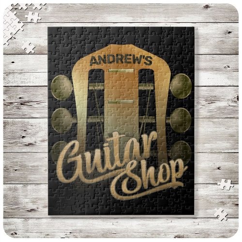 Personalized NAME Rock Music Guitar Shop Musician Jigsaw Puzzle