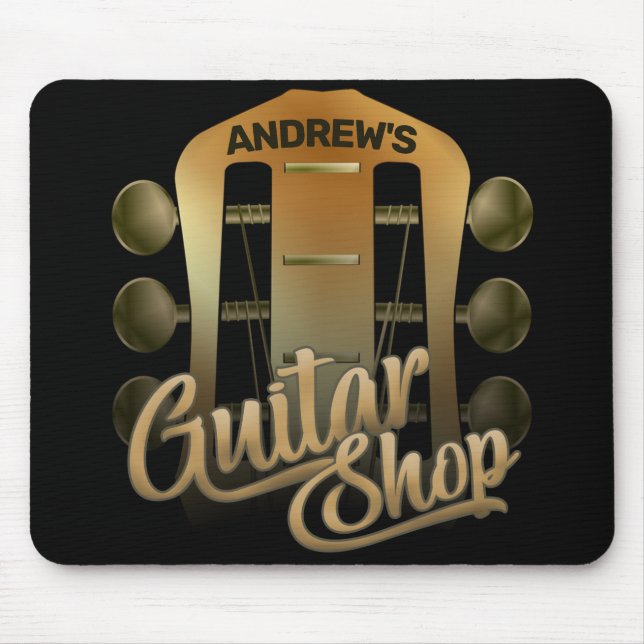 Personalized NAME Rock Music Guitar Shop Musician Mouse Pad (Front)