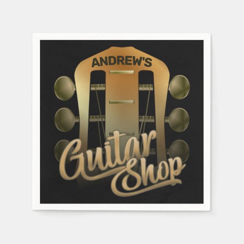 Personalized NAME Rock Music Guitar Shop Musician Napkins