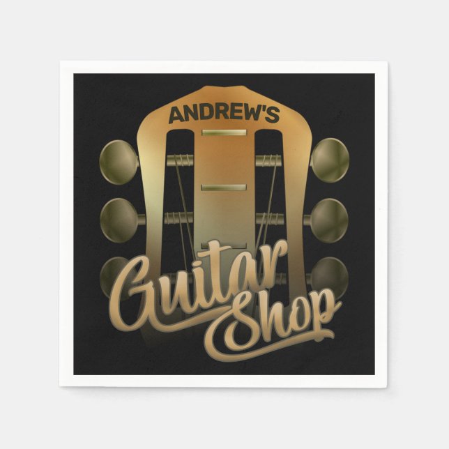 Personalized NAME Rock Music Guitar Shop Musician Napkins (Front)