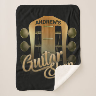 Personalized NAME Rock Music Guitar Shop Musician Sherpa Blanket